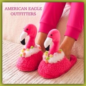 American Eagle Outfitters Pink Flamingo Slippers size S/M
